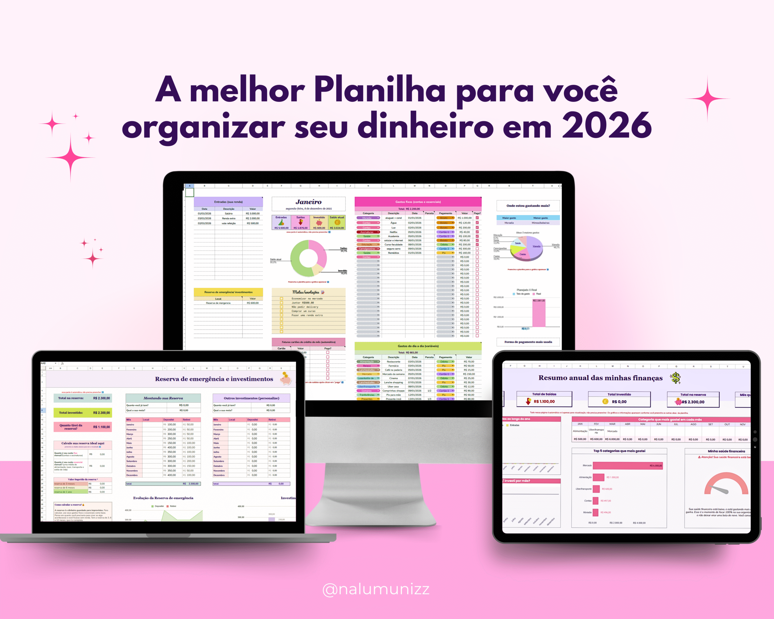 Mockup da Planilha Financeira Annalu 2026